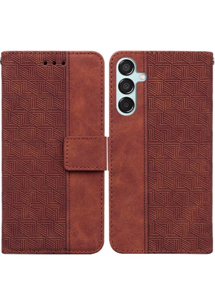 Samsung Galaxy Flip Için Flip CASE/F15 5g Flip Folio Geometrik Kabartmalı Pu (Yurt Dışından)