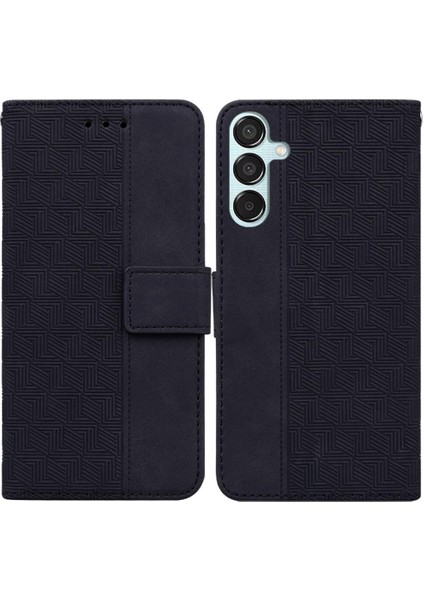 Samsung Galaxy Flip Için Flip CASE/F15 5g Flip Folio Geometrik Kabartmalı Pu (Yurt Dışından)