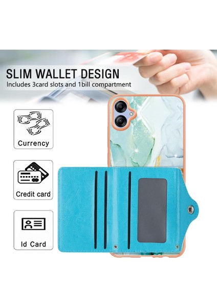 Samsung Galaxy A04E Mermer Ince Cüzdan Yumuşak Tpu Tampon Kart Yuvaları (Yurt Dışından)