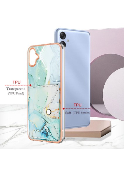 Samsung Galaxy A04E Mermer Ince Cüzdan Yumuşak Tpu Tampon Kart Yuvaları (Yurt Dışından)