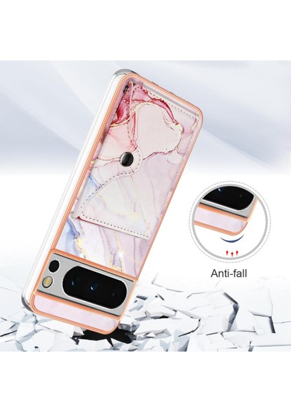 Google Piksel 8 Pro Yumuşak Tpu Tampon Kart Yuvaları Için Kılıf Ince Cüzdan Mermer (Yurt Dışından)