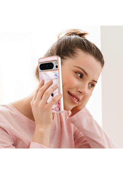 Google Piksel 8 Pro Yumuşak Tpu Tampon Kart Yuvaları Için Kılıf Ince Cüzdan Mermer (Yurt Dışından)