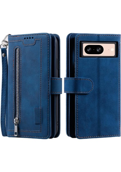 Google Piksel 8 Cüzdan 9 Kart Yuvaları Için Flip Case Kickstand Kordon Pu (Yurt Dışından)