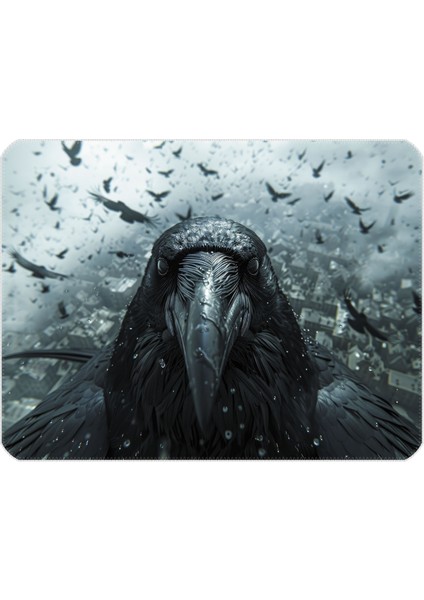 40X30CM Gaming Oyuncu Mousepad Kaymaz Kauçuk Taban Dikişli Kenar Crow MP174030