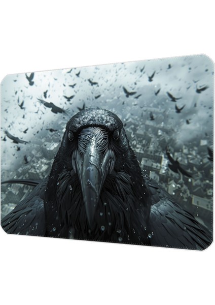 40X30CM Gaming Oyuncu Mousepad Kaymaz Kauçuk Taban Dikişli Kenar Crow MP174030