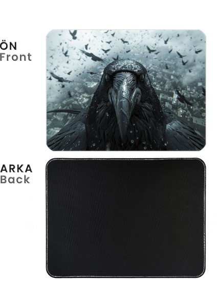 40X30CM Gaming Oyuncu Mousepad Kaymaz Kauçuk Taban Dikişli Kenar Crow MP174030