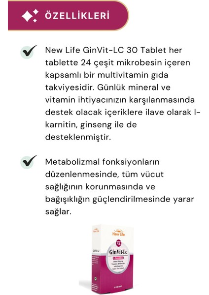 Ginvit-Lc 30 Tablet - 2 Adet fiyatları