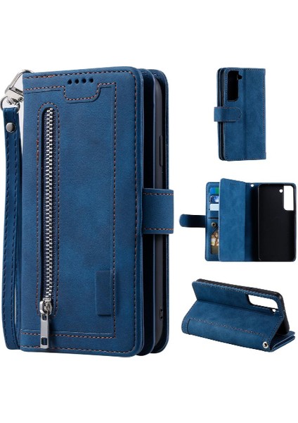 Samsung Galaxy S22 Artı Pu Deri Kickstand Kordon Cüzdan Için Flip Case (Yurt Dışından)