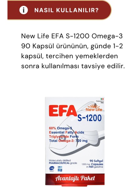 Efa S-1200 Omega-3 90 Kapsül - 3 Adet fırsatları