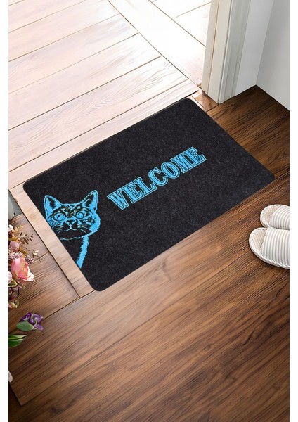 My Floor Kedi Welcome Kauçuk Tabanlı Kapı Önü Paspası