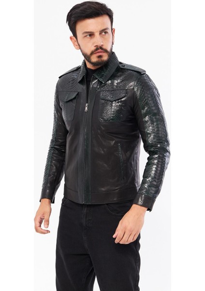 DER737P Hakiki Piton Derisi Erkek Yeşil Mont modelleri