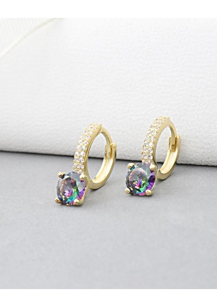 18K Serie Oro Mistik Taşı Halka Kadın Gümüş Küpe Stylish Night 7 mm fiyatları