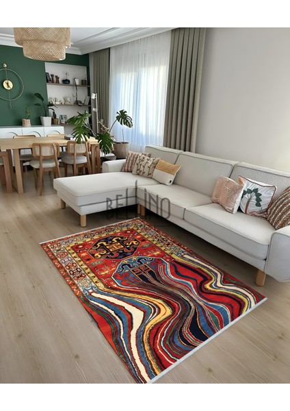 Yıkanabilir Kaymaz Taban Halı Pamuk Kilim Dalgalı Fırça Desenli Salon,Mutfak Halısı Ve Yolluk