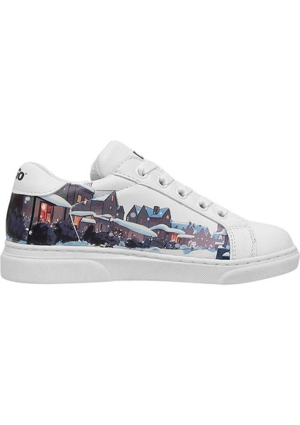 Unisex Çocuk Vegan Deri Beyaz Sneakers - Mr Bear Tasarım fırsatları