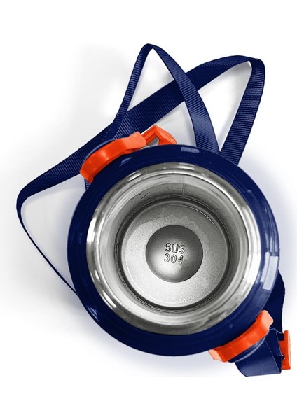 Pipetli Çelik Termos 500 ml Çivit Neon Turuncu Kaykay Desenli indirimleri