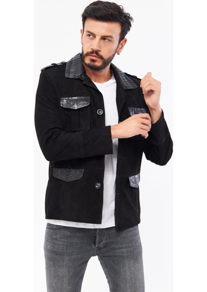 DER703P Hakiki Piton Derisi Erkek Siyah Mont fiyatları