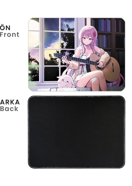 40X30CM Gaming Oyuncu Mousepad Kaymaz Kauçuk Taban Dikişli Kenar Anime Guitarist Girl MP254030