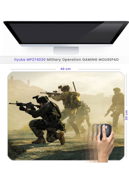 40X30CM Gaming Oyuncu Mousepad Kaymaz Kauçuk Taban Dikişli Kenar Military Operation MP274030