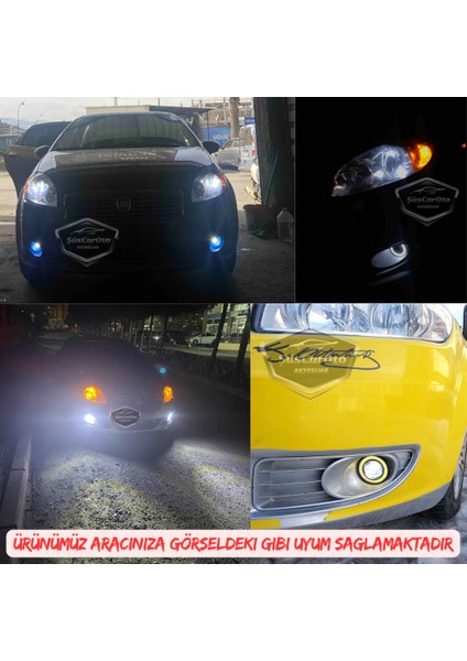 Fiat Linea 2007-2018 Uyumlu Üniversal Mercekli Angel Sis Farı Metal Su Geçirmez 76 mm Sarı Halkalı Gündüz Farı Angel Eyes 2 Adet fırsatları