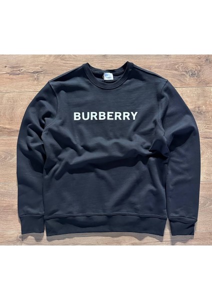 Siyah Renk Beyaz Burberry Yazılı Sweatshirt