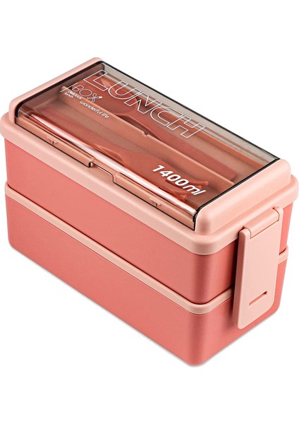 Yetişkinler Için Yükstme Bento Kutusu, Sofra Toz Kapaklı 2 Katlı Istiflenebilir Öğle Yemeği, 49 Oz Salata Kapları Pembe (Yurt Dışından)