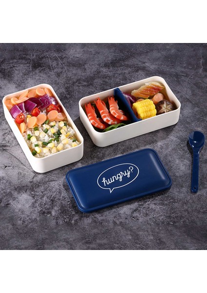 Taşınabilir Bento Kutusu Mikrodalga Yemek Takımı Gıda Saklama Kabı Çift Katmanlı Öğle Yemeği Taze Tutma (Yurt Dışından)