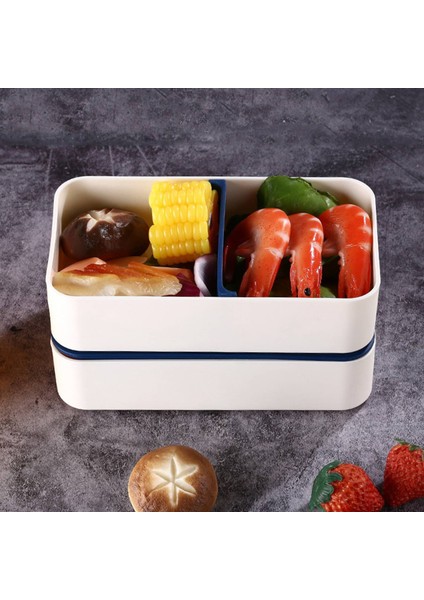 Taşınabilir Bento Kutusu Mikrodalga Yemek Takımı Gıda Saklama Kabı Çift Katmanlı Öğle Yemeği Taze Tutma (Yurt Dışından)