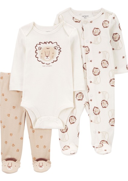 Erkek Bebek Tulum Body Pantolon Set 3'lü Paket