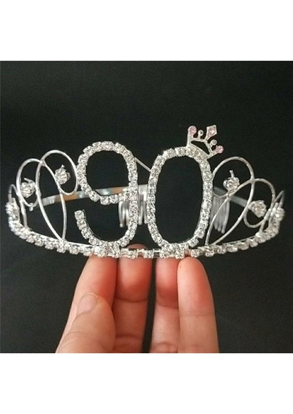 No.90 Beden Kadınlar Için Kristal Taşlı Taç Prenses Tacı Saç Bandı Gelinlik Aksesuarları (Yurt Dışından)
