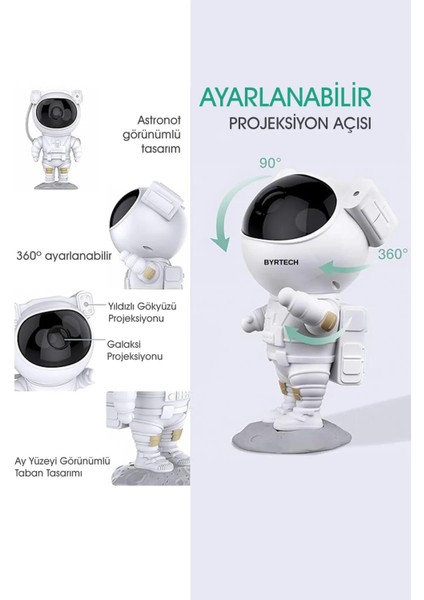 Astronot Projektör Kumandalı 3d Gece Lambası Samanyolu Aydınlatma