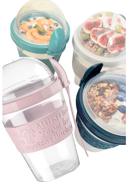 Go Detoks Kapaklı Kaşıklı Hazırla ve Çık Meyveli Yoğurt Müsli Kabı Beslenme Diyet 600 ml modelleri