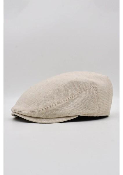 Erkek Keten Premium Krem Şapka Yazlık Flat Cap Kasket indirimleri