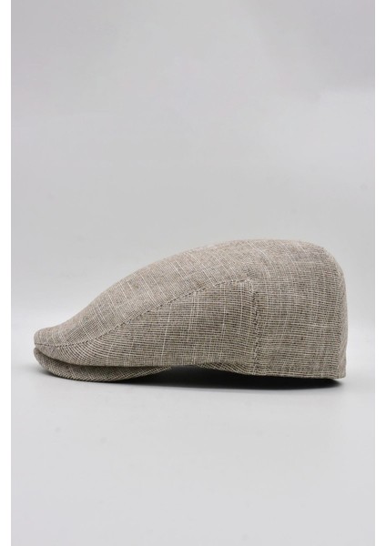 Erkek Keten Premium Bej Şapka Yazlık Flat Cap Kasket indirimleri