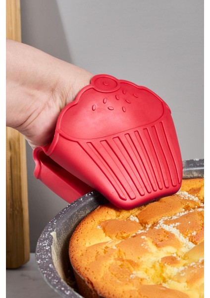Kırmızı Silicone Cupcake Tutacak