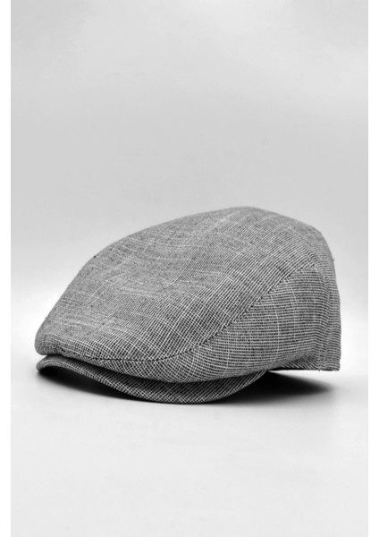 Erkek Keten Premium Siyah Şapka Yazlık Flat Cap Kasket