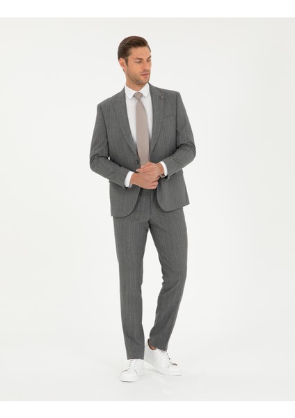 Erkek Füme Slim Fit Takım Elbise 50295219-VR058