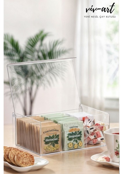 Çay Kutusu 6 Bölmeli Kapaklı Poşet Bitki Çayı Çok Amaçlı Saklama Kabı Özel Tasarım Büyük Tea Box fiyatları