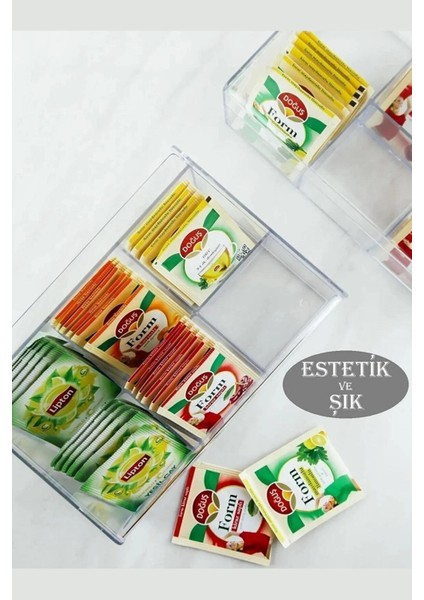 Çay Kutusu 6 Bölmeli Kapaklı Poşet Bitki Çayı Çok Amaçlı Saklama Kabı Özel Tasarım Büyük Tea Box modelleri