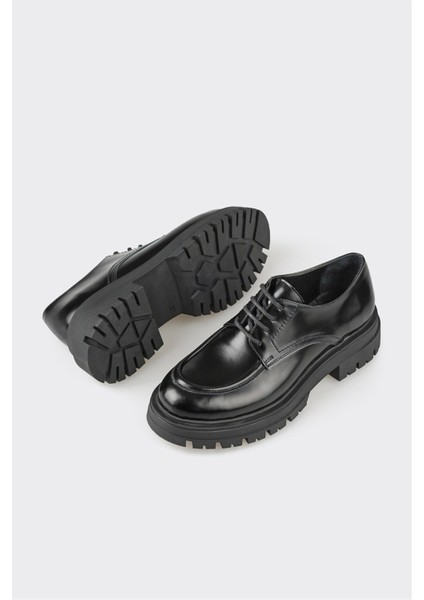 Elle Siyah Deri Kadın Günlük Ayakkabı modelleri