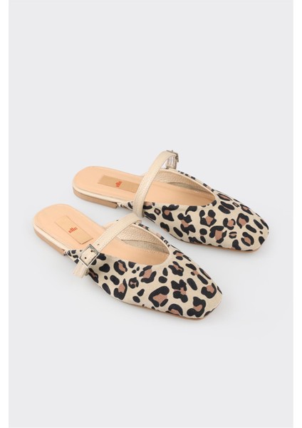 Kadın Spor Terlik Bej Deri Malzemeden Üretildi Düz Taban Konfor Sunar fiyatları