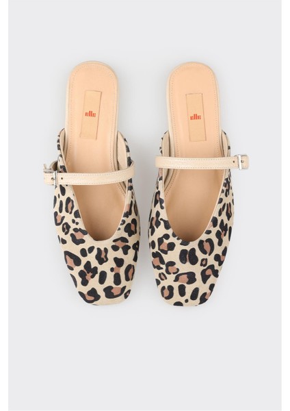 Kadın Spor Terlik Bej Deri Malzemeden Üretildi Düz Taban Konfor Sunar fırsatları