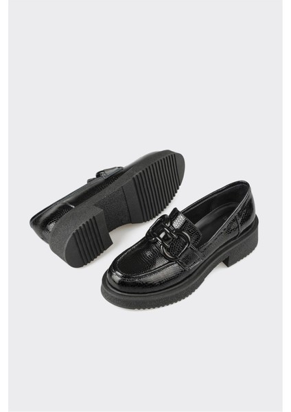 Elle Siyah Deri Kadın Loafer modelleri