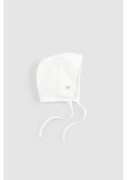 Organik Pamuk Pointel Ingiliz Yenidoğan Ekru Şapka