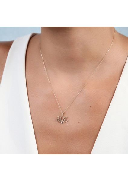 Altınkesesi 14 Ayar Altın Lotus Çiçeği Kolye