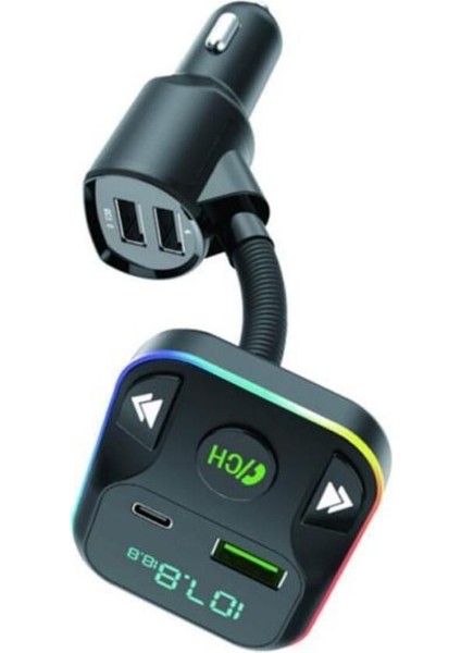 Deppo Trend Bluetooth Araç Kiti Araç Fm Transmitter USB Type-C Flash Sd Kart Mp3 Için Uygun Pd Çakmaklık Girişli