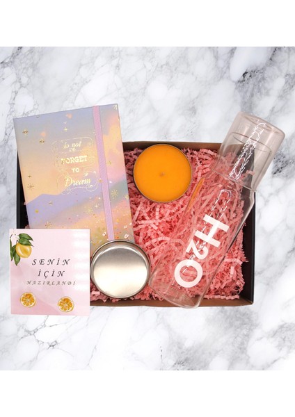 Hediye Kutusu - Sürahi & Defter & Mum