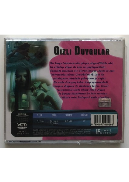 Gizli Duygular Müjde Ar Bülent Bilgiç VCD (Jelatininde Orjnal Dönem Baskı Vcd)