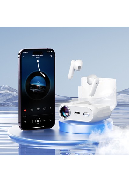 Wekome S28 Projektör Bluetooth Kulaklık Hafif Kulaklık Taşınabilir Tws Kablosuz Kulaklıklar - Beyaz (Yurt Dışından)