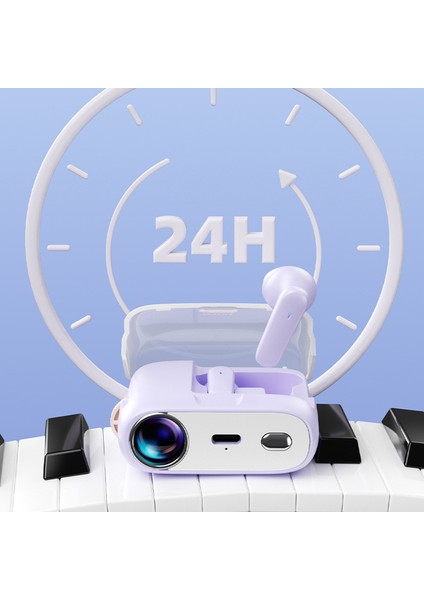 Wekome S28 Projektör Bluetooth Kulaklık Hafif Kulaklık Taşınabilir Tws Kablosuz Kulaklıklar - Beyaz (Yurt Dışından)
