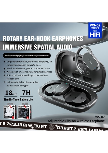Wekome Ws-02 Döner Kulak Kancası Bluetooth Kulaklık Su Geçirmez Kablosuz Spor Kulaklıkları - Beyaz (Yurt Dışından) fiyatları